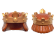 Part No: 18835pb01  Name: Minifigure, Hair Mid-Length, Straight with Gold Crown Pattern