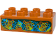 Part No: 3011pb070  Name: Duplo, Brick 2 x 4 with Lime Leaves and Grass, Dark Green Mice and Berries, Dark Azure Highlights on Reddish Brown Background Pattern