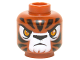 Part No: 3626cpb1300  Name: Minifigure, Head Alien Chima Tiger with Bright Light Orange Eyes, Black Nose and Stripes, White Snout and Eye Shadow, Frown Pattern - Hollow Stud