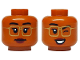 Part No: 3626pb3720  Name: Minifigure, Head Dual Sided Female Black Eyebrows, Gold Glasses, Dark Red Lips, Closed Mouth / Wink, Open Mouth Grin with Teeth Pattern
