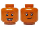 Part No: 3626pb3722  Name: Minifigure, Head Dual Sided Reddish Brown Eyebrows and Freckles, Open Mouth Smile with Teeth and Red Tongue / Smirk Pattern
