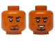 Part No: 3626pb3728  Name: Minifigure, Head Dual Sided Black Eyebrows, Stubble and Goatee, Reddish Brown Cheek Lines, Smirk / Open Mouth Smile with Teeth Pattern