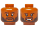 Part No: 3626pb3730  Name: Minifigure, Head Dual Sided Dark Brown Eyebrows and Beard, Neutral / Open Mouth Scowl with Teeth Pattern