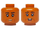 Part No: 3626pb3740  Name: Minifigure, Head Dual Sided Female Black Eyebrows and Eyelashes, Nougat Lips, Reddish Brown Cheek Lines and Crow's Feet, Closed Mouth Smile / Open Mouth Grin with Teeth and Red Tongue Pattern