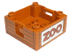 Part No: 47423pb07  Name: Duplo Container Box 4 x 4 with Studs on Corners with 'ZOO' Text Pattern