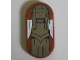Part No: 66857pb052  Name: Tile, Round 2 x 4 Oval with Dark Tan Elf Statue with White Wings Pattern (Sticker) - Set 10316