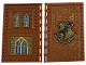 Part No: 69934pb012  Name: Tile, Modified 10 x 16 with Studs on Edges and Bar Handles with Hogwarts Transfiguration Class and Brick Walls and Stained Glassed Windows Pattern on Inside (Stickers) - Set 76382
