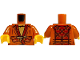 Part No: 973pb5948c01  Name: Torso Robe with Dark Red Pockets and Trim over Gold Shirt Pattern / Dark Orange Arms / Yellow Hands