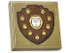 Part No: 11203pb110  Name: Tile, Modified 2 x 2 Inverted with Reddish Brown Trophy / Shield with Gold Badges Pattern (Sticker) - Set 76410