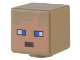 Part No: 19729pb057  Name: Minifigure, Head, Modified Cube with Pixelated Medium Nougat Face, Blue Eyes, and Dark Brown Mouth Pattern (Minecraft Rancher)