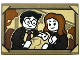Part No: 26603pb401  Name: Tile 2 x 3 with James and Lily Potter with Baby Harry Minifigures Portrait, Dark Tan and Tan Frame Pattern (Sticker) - Set 76425