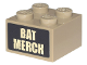 Part No: 3003pb130  Name: Brick 2 x 2 with Tan 'BAT MERCH' Pattern (Sticker) - Set 70840