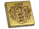 Part No: 3068pb2262  Name: Tile 2 x 2 with Reddish Brown Disney Castle Crest on Gold Background Pattern