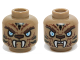 Part No: 3626cpb1467  Name: Minifigure, Head Dual Sided Alien Chima Tiger with Fur, Fangs, Light Blue Eyes and Black Stripes, Neutral / Angry Pattern (Strainor) - Hollow Stud