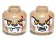 Part No: 3626pb0882  Name: Minifigure, Head Dual Sided Alien Chima Lion with Fangs, Bright Light Orange Eyes, Dark Red Scar, Closed Mouth / Open Mouth Pattern