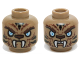 Part No: 3626pb1467  Name: Minifigure, Head Dual Sided Alien Chima Tiger with Fur, Fangs, Light Blue Eyes and Black Stripes, Neutral / Angry Pattern (Strainor)