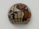 Part No: 61287pb001  Name: Cylinder Hemisphere 2 x 2 with Cutout with the Americas and South Pacific Reddish Brown Globe Pattern