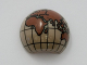 Part No: 61287pb002  Name: Cylinder Hemisphere 2 x 2 with Cutout with Europe, Africa, Asia, Australia Reddish Brown Globe Pattern