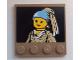 Part No: 6179pb061  Name: Tile, Modified 4 x 4 with Studs on Edge with Minifigure Girl with a Pearl Earring Painting Pattern (Sticker) - Set 60008