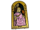 Part No: 65066pb07  Name: Glass for Door Frame 1 x 6 x 7 Arched with Notches and Rounded Pillars with Female Minifigure in Bright Pink Dress with Wand (HP The Fat Lady) in Gold Archway Pattern (Sticker) - Set 40577