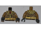 Part No: 973pb0796c01  Name: Torso Pharaoh's Quest Mummy Wrappings with Gold Necklace and Gold Belt Pattern / Dark Tan Arms / Dark Bluish Gray Hands