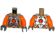 Part No: 973pb1920c01  Name: Torso Silver Body Armor with Orange Straps Pattern / Orange Arms / Dark Bluish Gray Hands