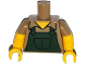 Part No: 973pb2004c01  Name: Torso Simpsons Shirt with Dark Green Overalls Pattern / Yellow Arms with Hair and Dark Tan Short Sleeves Pattern / Yellow Hands