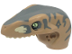 Part No: 98065pb14  Name: Dinosaur Head Raptor with Pin Hole with Tan Teeth and Dark Bluish Gray Stripes and Markings Pattern