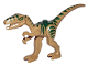 Part No: 98166pb01  Name: Dinosaur Coelophysis / Gallimimus with Dark Green Stripes and Yellow Eyes Pattern