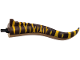 Part No: bb1394c01pb01  Name: Dinosaur Tail Spinosaurus with Black Pin, Dark Brown Top with Fin and Flexible Rubber Extension with Bright Light Orange Stripes Pattern