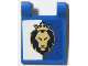 Part No: 2335pb243  Name: Flag 2 x 2 Square with Black and Gold Lion Head with Crown on Blue and White Background Pattern (Sticker) - Set 40346