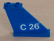 Part No: 2340pb026R  Name: Tail 4 x 1 x 3 with White 'C 26' on Blue Background Pattern on Right Side (Sticker) - Set 4022
