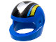 Part No: 2446pb17  Name: Minifigure, Headgear Helmet Motorcycle (Standard) with Silver, Black, Medium Blue, and Yellow Pattern