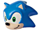 Part No: 27456pb03  Name: Minifigure, Head, Modified Hedgehog, Sonic with Molded Light Nougat Face and Inner Ears and Printed Bright Green Eyes on White Background, Black Nose and Grin to Left Pattern