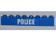 Part No: 3008pb129  Name: Brick 1 x 8 with White 'POLICE' Bold Narrow Font on Blue Background Pattern (Sticker) - Set 4439