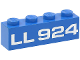 Part No: 3010p924  Name: Brick 1 x 4 with White 'LL 924' Pattern