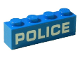 Part No: 3010pb288  Name: Brick 1 x 4 with White 'POLICE' Bold and Wide Font Pattern (Sticker) - Set 60239