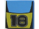 Part No: 3068pb0022  Name: Tile 2 x 2 with Number 18 and Medium Blue / Yellow Stripes Pattern