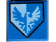 Part No: 3070pb100  Name: Tile 1 x 1 with Blue and White Falcon on Pentagonal Shield Pattern