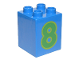 Part No: 31110pb080  Name: Duplo, Brick 2 x 2 x 2 with Number 8 Green Pattern