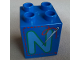 Part No: 31110pb117  Name: Duplo, Brick 2 x 2 x 2 with Letter N and Needle Pattern