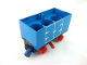 Part No: 3443c10pb03  Name: Train Battery Box Car with Two Contact Holes, Red Switch Lever, Blue and Red Magnets, and Red Wheels with Hinged Doors Pattern on Both Sides (Stickers) - Set 7720