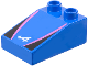 Part No: 35114pb004  Name: Duplo, Brick 3 x 2 Slope 33 with Alpine Formula 1 Logo Stylized White Capital Letter A, Dark Pink Stripes, Black Triangles Pattern