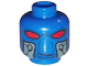 Part No: 3626cpb0500  Name: Minifigure, Head Alien with SW Duros Dark Blue Facial Lines, Large Red Eyes, Smirk, and Silver Breathing Tube Ports (Cad Bane) Pattern - Hollow Stud