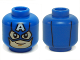 Part No: 3626cpb1168  Name: Minifigure, Head Male Mask with Eye Holes and Letter A on Forehead, Smile Pattern (Captain America) - Hollow Stud