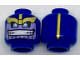 Part No: 3626cpb1850  Name: Minifigure, Head Alien with Gold Eyebrows, Lavender Face with Wide Grin and Gold Stripe on Back Pattern - Hollow Stud