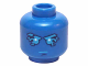 Part No: 3626pb1415  Name: Minifigure, Head Dark Azure Eyebrows, Mouth and Eyes with Lightning Pattern (Jay)