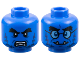 Part No: 3626pb3464  Name: Minifigure, Head Dual Sided Alien Black Bushy Eyebrows, Dark Blue Fur, White Lower Fangs, Open Mouth Scowl with Teeth Parted / Grin with Glasses Pattern