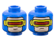 Part No: 3626pb3526  Name: Minifigure, Head Dual Sided Balaclava, Light Nougat Face, Yellow Visor with Red Lens, Slight Grin / Frown Pattern