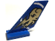 Part No: 6239pb103L  Name: Tail Shuttle with Gold Ninjago Jay Lightning Symbol in White Circle Pattern Model Left Side (Sticker) - Set 70668
